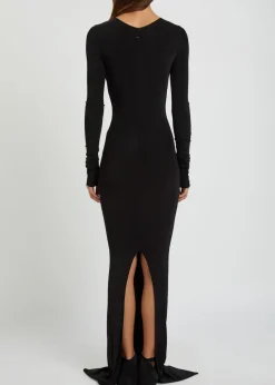 Temple panelled stretch-tulle gown