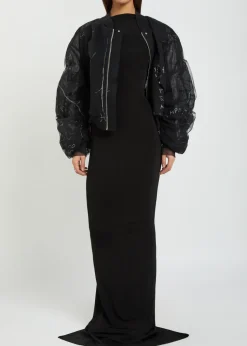 Temple panelled stretch-tulle gown