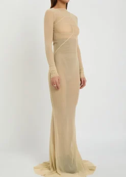 Temple panelled stretch-tulle gown