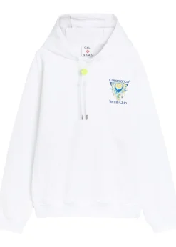 Tennis Club logo-print hooded cotton sweatshirt