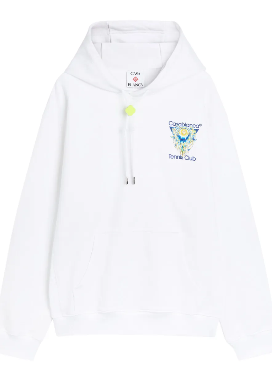 Tennis Club logo-print hooded cotton sweatshirt