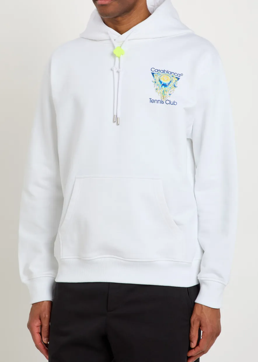 Tennis Club logo-print hooded cotton sweatshirt