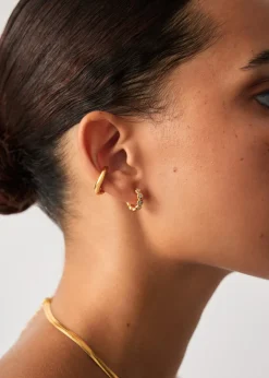 Tennis small 18kt gold vermeil hoop earrings