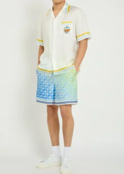 Tennis Tile patterned silk shorts