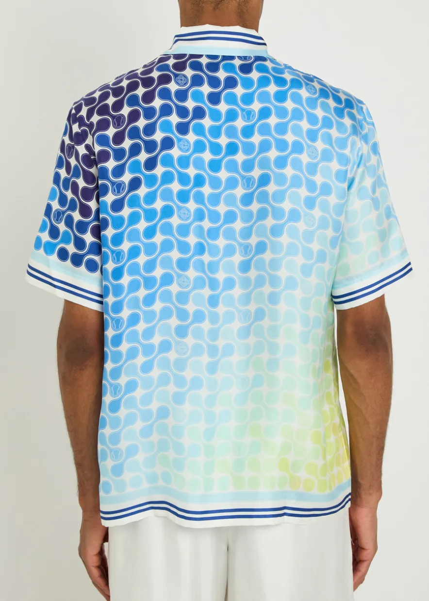 Tennis Tile printed silk-twill shirt