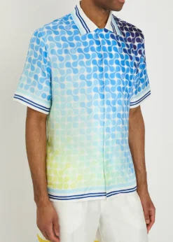 Tennis Tile printed silk-twill shirt