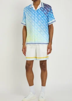 Tennis Tile printed silk-twill shirt