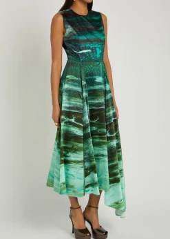 Tera printed silk midi dress