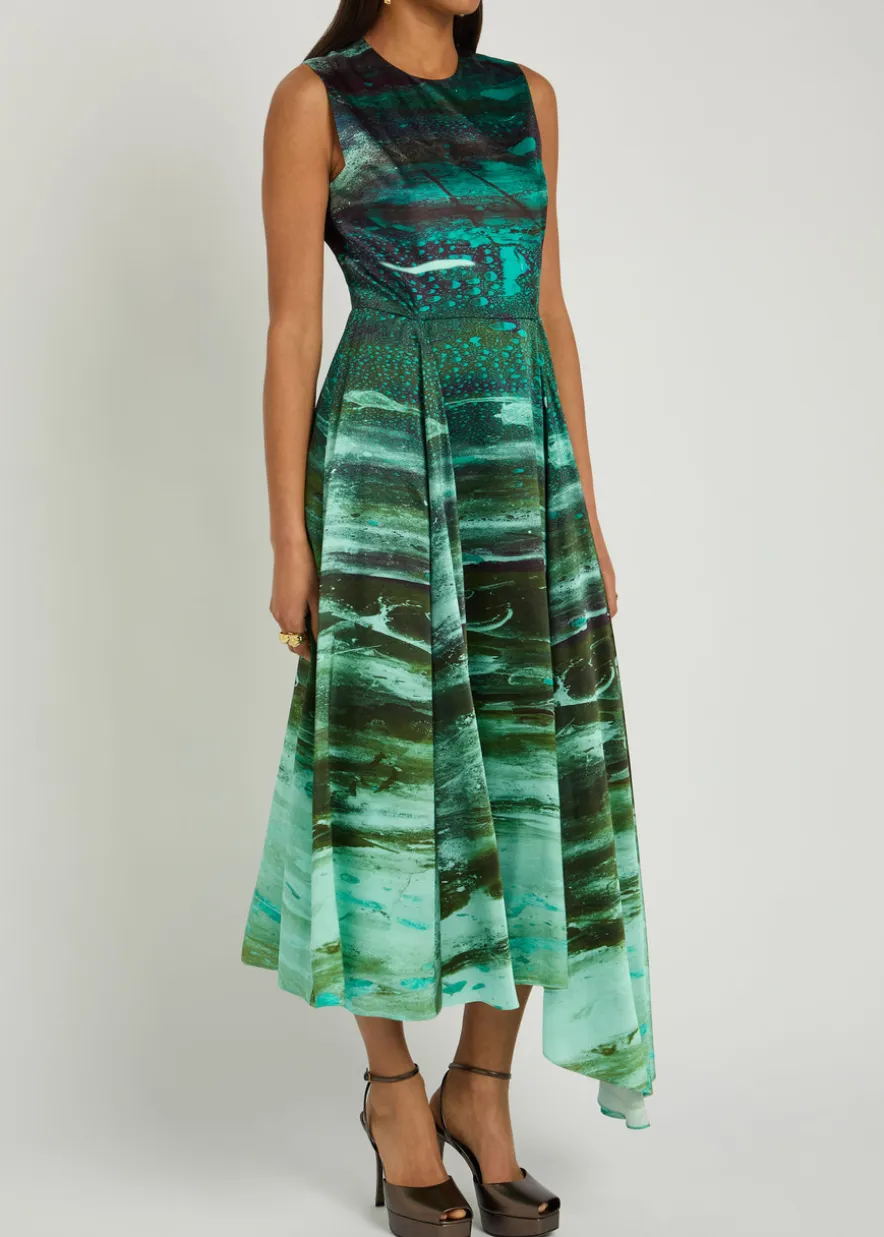 Tera printed silk midi dress