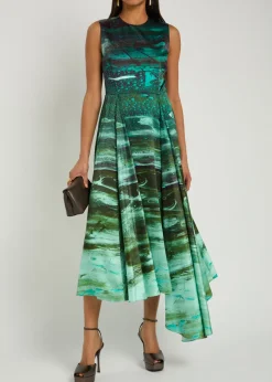 Tera printed silk midi dress