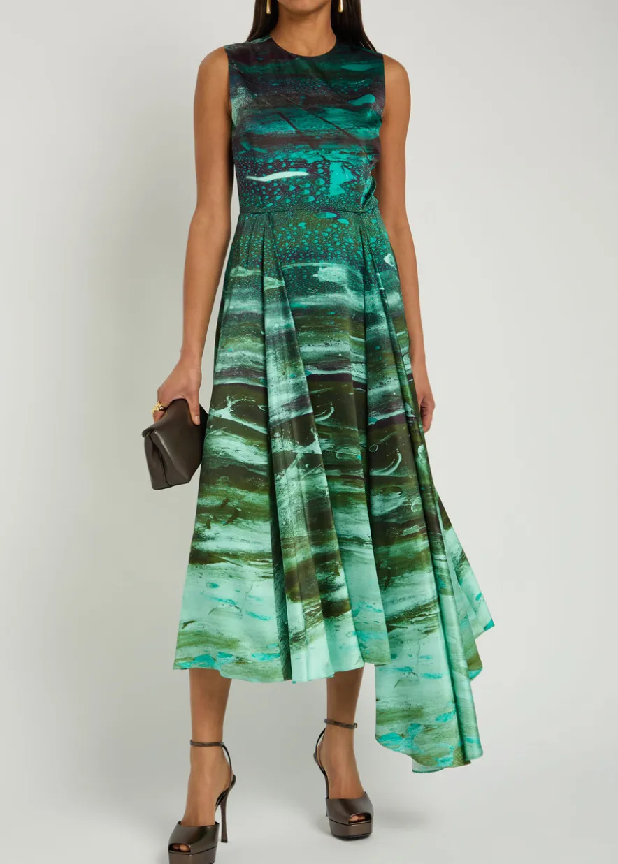 Tera printed silk midi dress