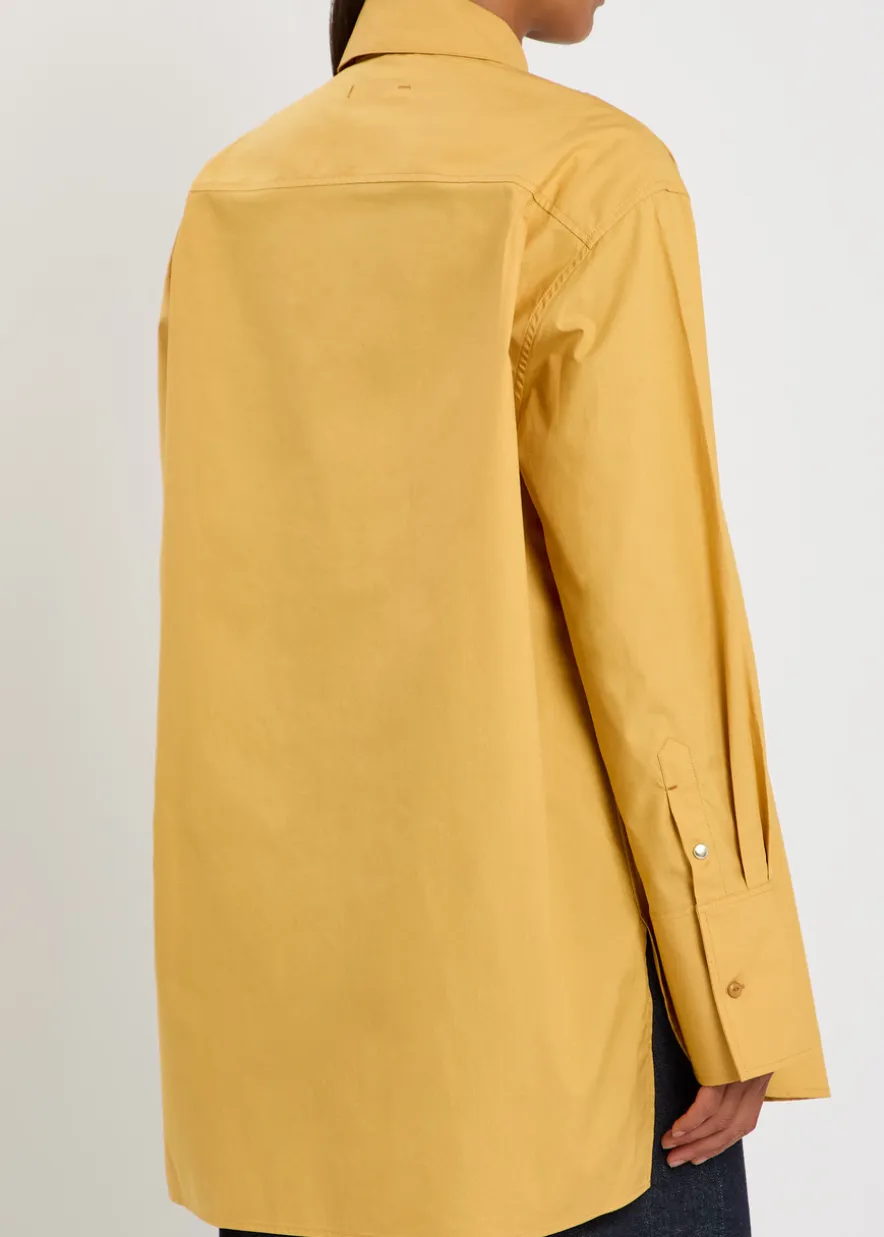 Tess asymmetric cotton-poplin shirt