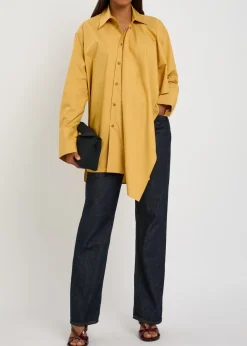 Tess asymmetric cotton-poplin shirt