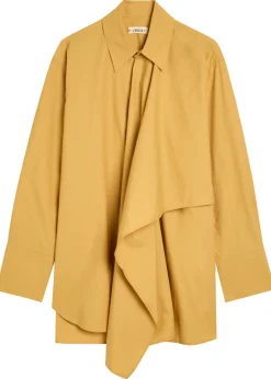 Tess asymmetric cotton-poplin shirt