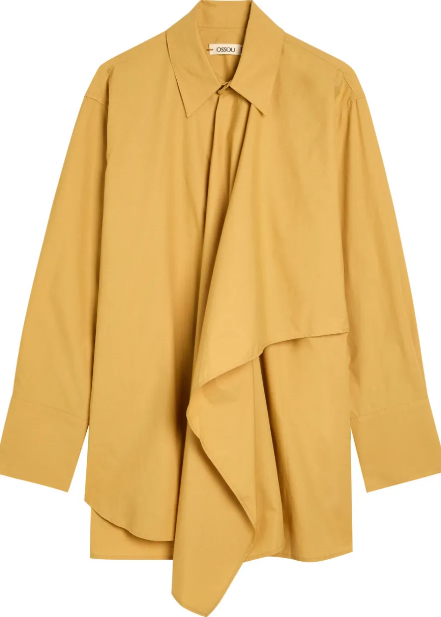 Tess asymmetric cotton-poplin shirt