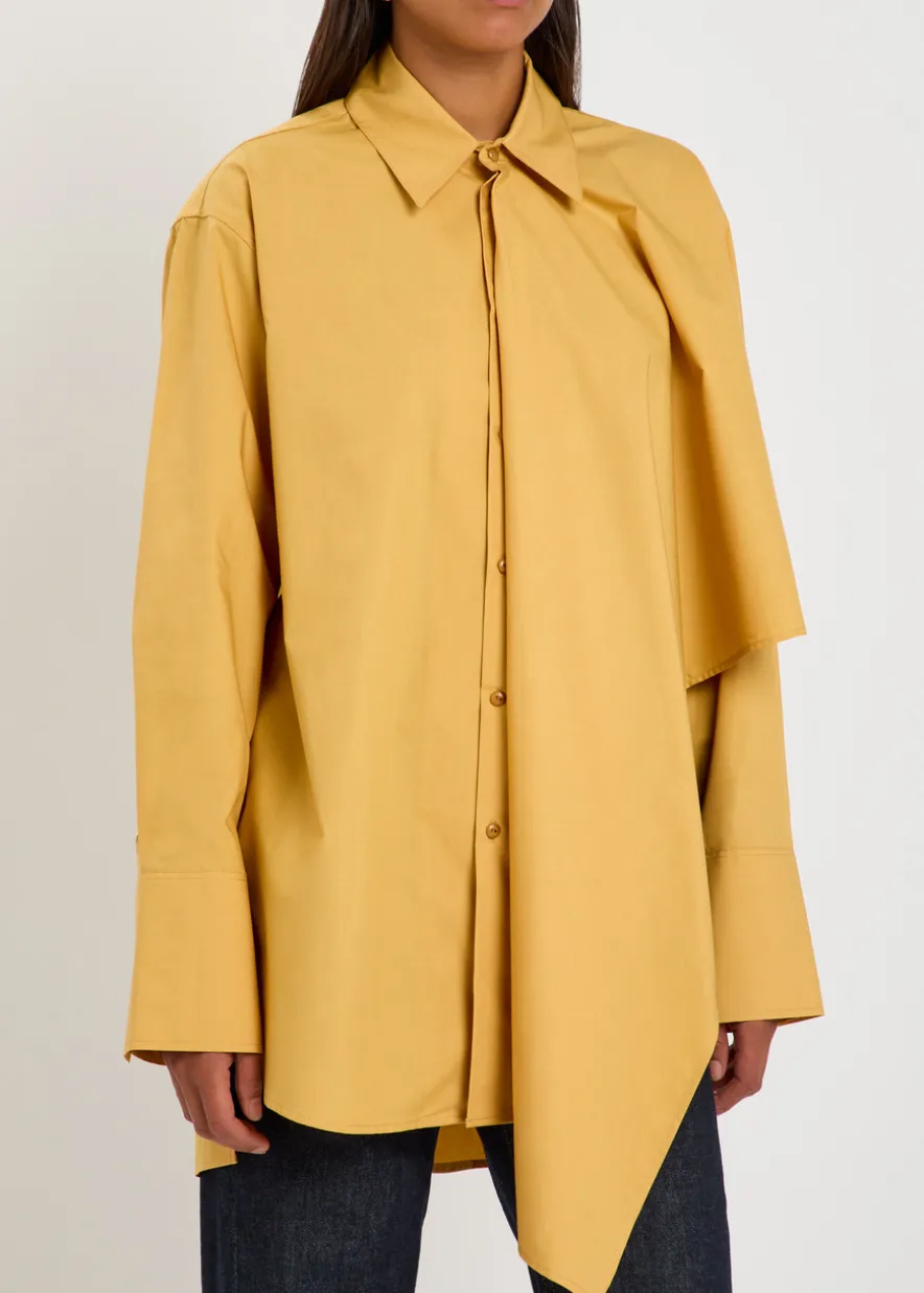 Tess asymmetric cotton-poplin shirt