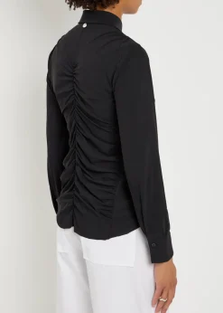 Tether ruched stretch-jersey shirt