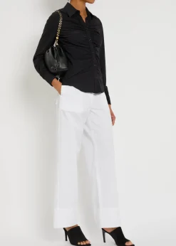 Tether ruched stretch-jersey shirt