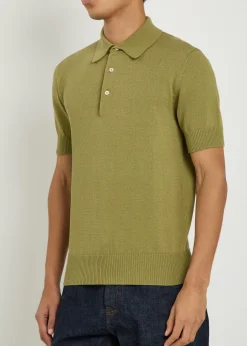 Textured cotton-knit polo shirt