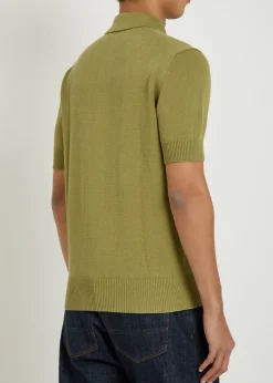 Textured cotton-knit polo shirt