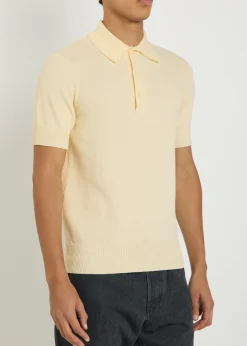 Textured cotton-knit polo top