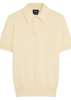 Textured cotton-knit polo top