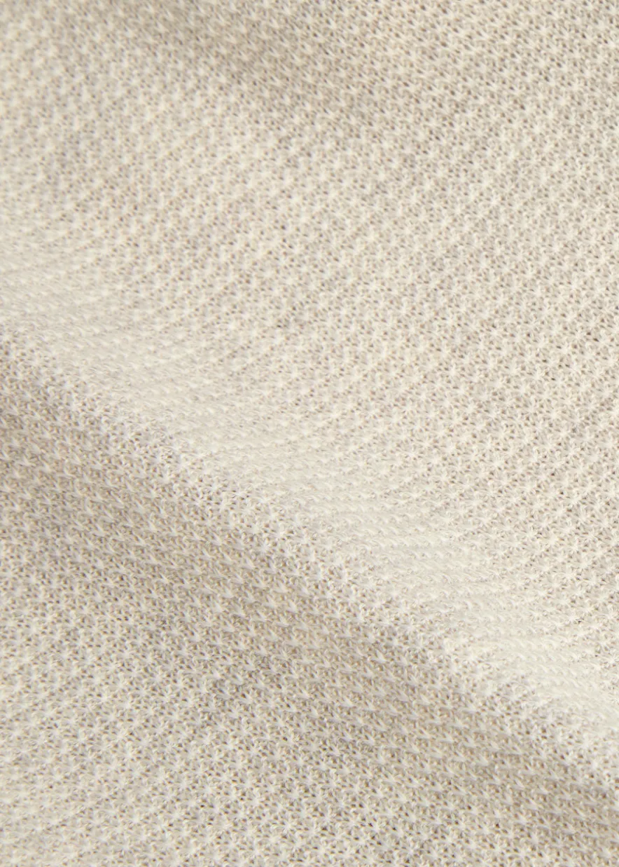 Textured fine-knit wool polo shirt