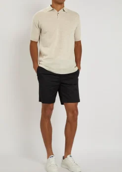 Textured fine-knit wool polo shirt