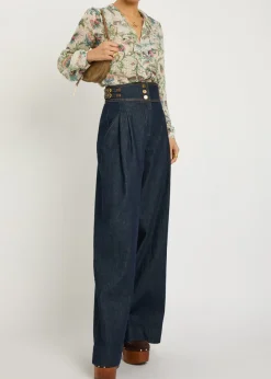 Textured floral-print silk-blend shirt
