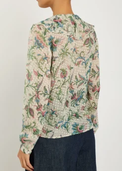 Textured floral-print silk-blend shirt