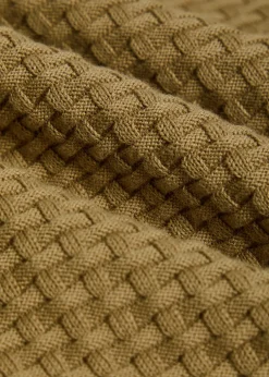 Textured half-zip cotton jumper