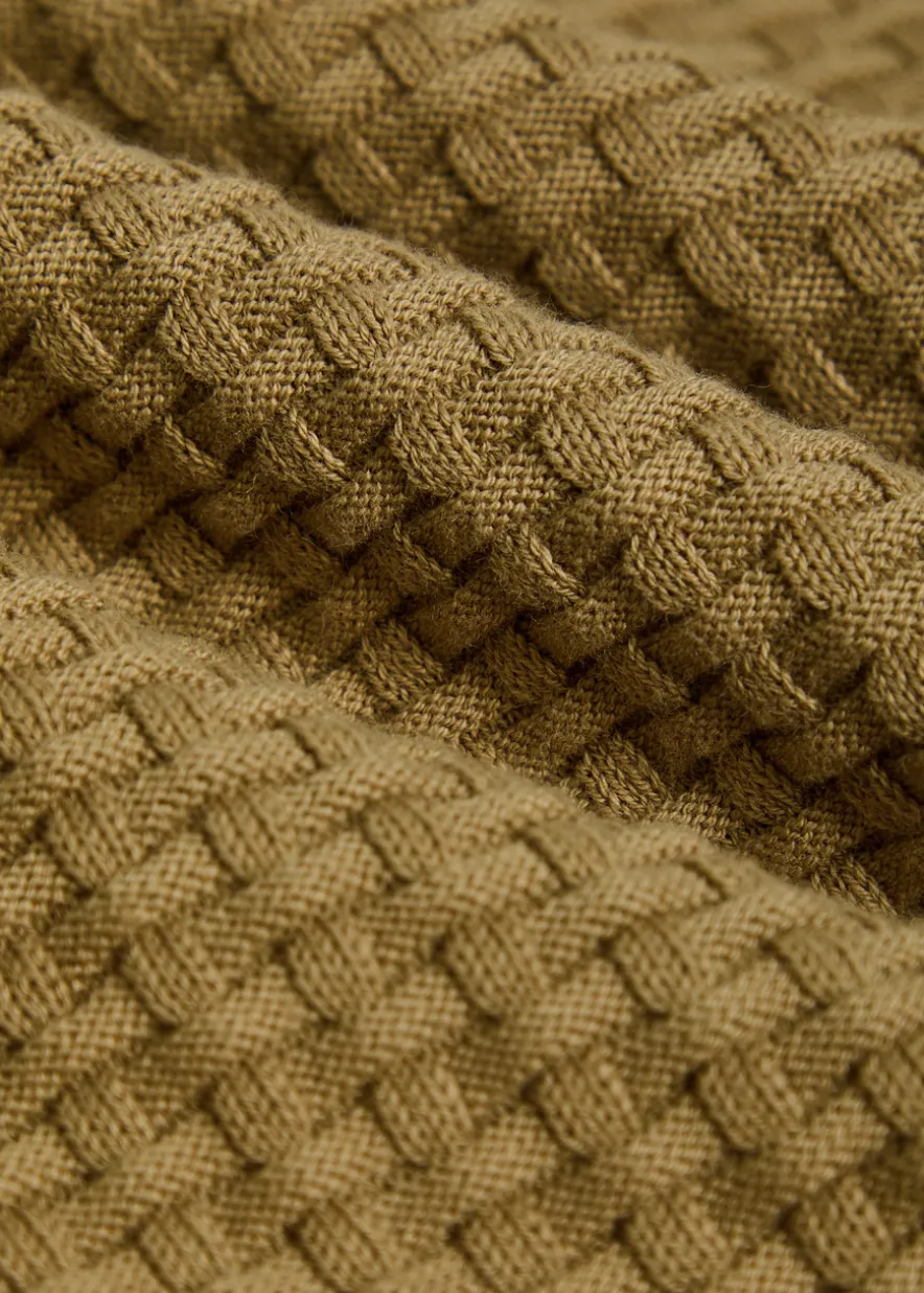 Textured half-zip cotton jumper