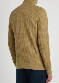 Textured half-zip cotton jumper