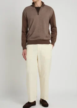 Textured half-zip cotton jumper