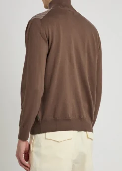 Textured half-zip cotton jumper