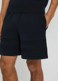Textured knit cotton-blend shorts