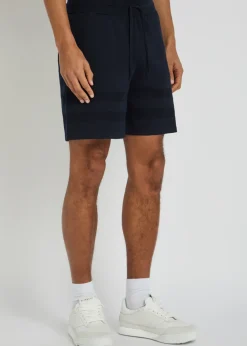 Textured knit cotton-blend shorts