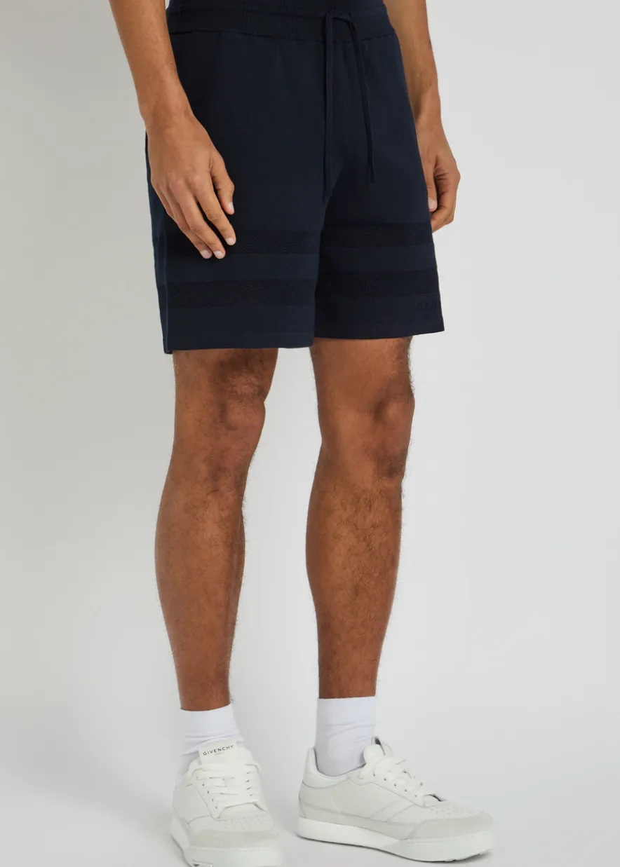 Textured knit cotton-blend shorts