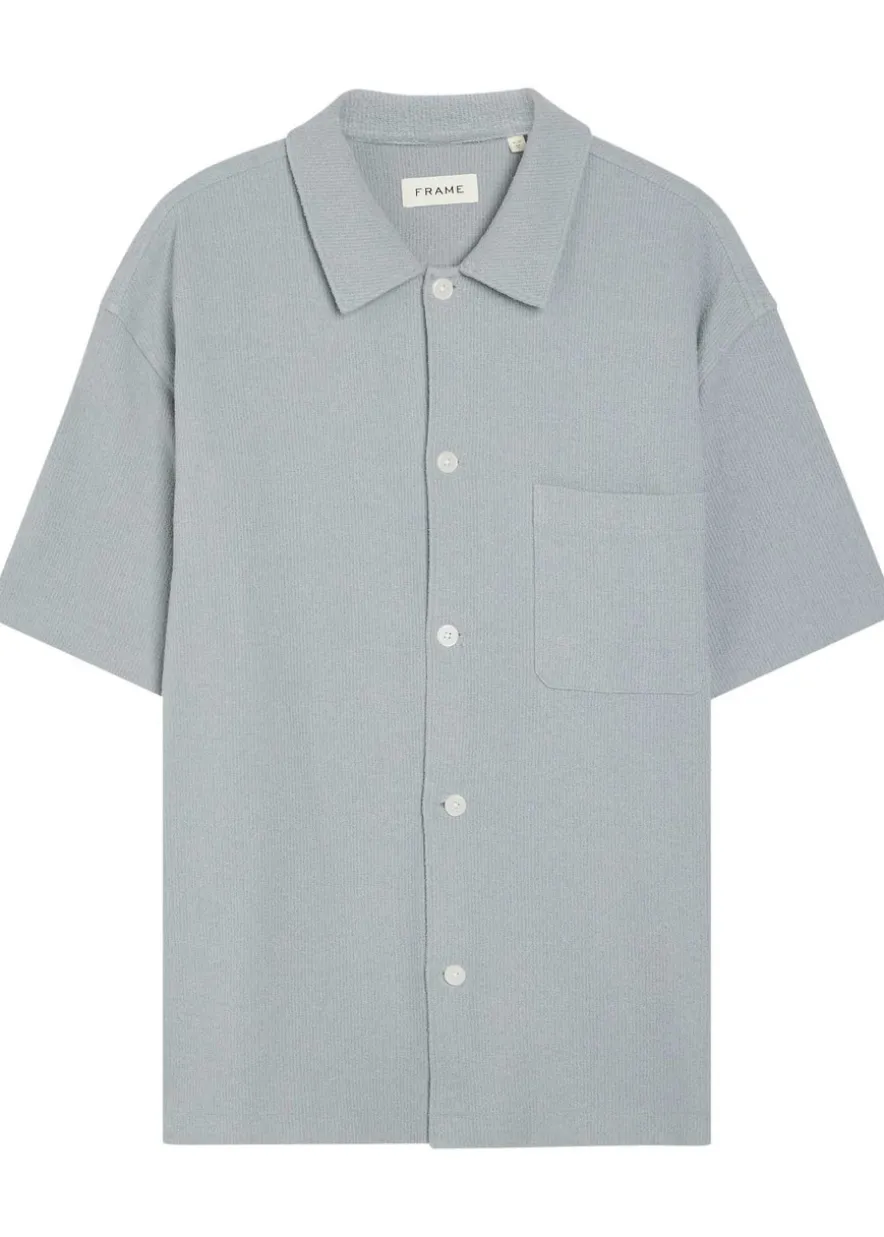 Textured-knit cotton-blend shirt