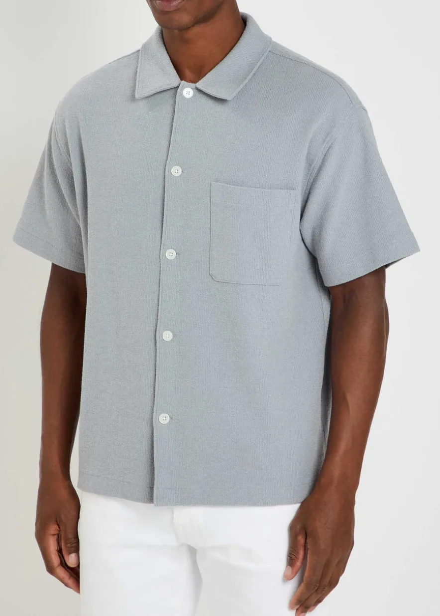 Textured-knit cotton-blend shirt