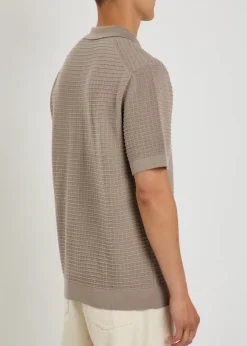 Textured-knit cotton polo shirt