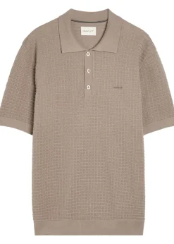 Textured-knit cotton polo shirt