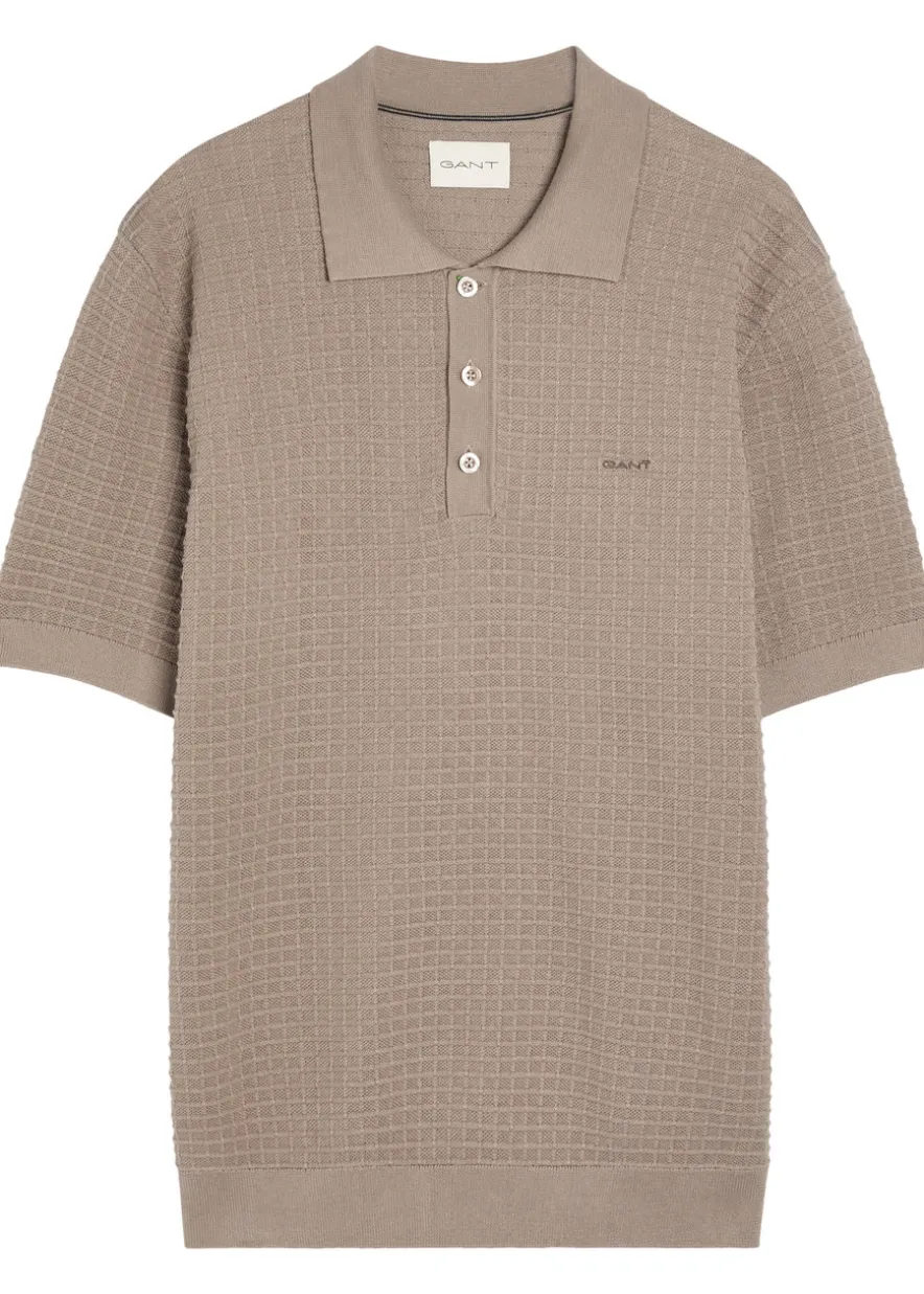 Textured-knit cotton polo shirt