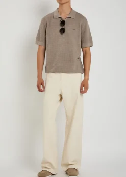 Textured-knit cotton polo shirt