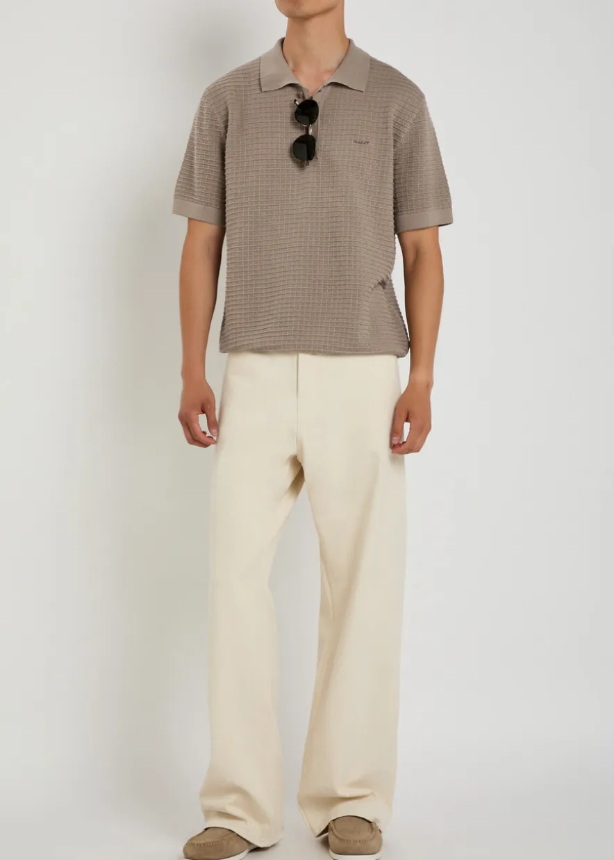 Textured-knit cotton polo shirt