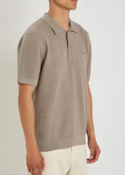 Textured-knit cotton polo shirt