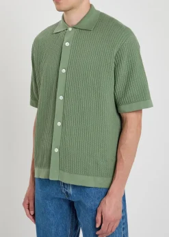 Textured-knit cotton shirt