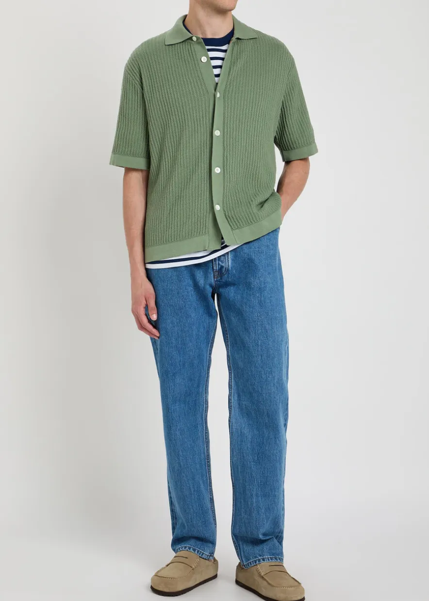 Textured-knit cotton shirt