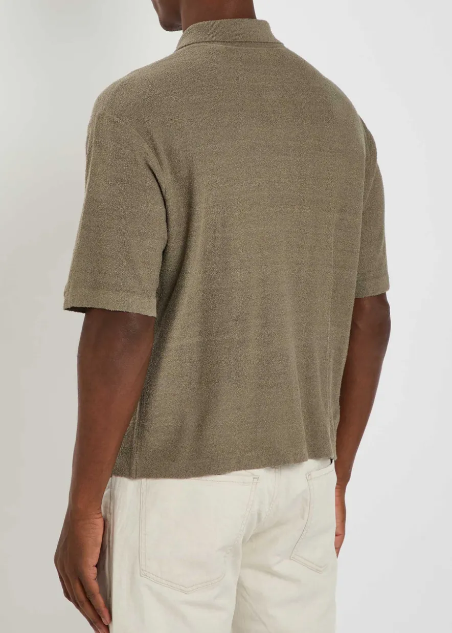 Textured-knit linen and silk-blend shirt