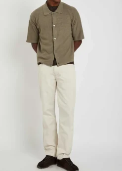 Textured-knit linen and silk-blend shirt
